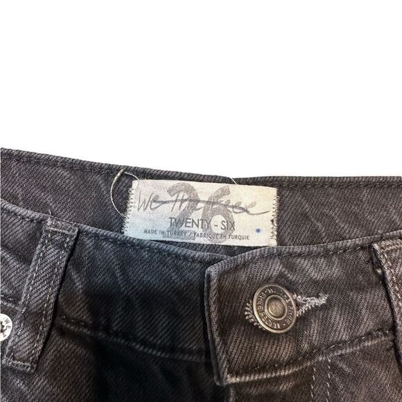 We The Free Wide Leg Black Distressed Jeans Size 26 - Picture 12 of 12